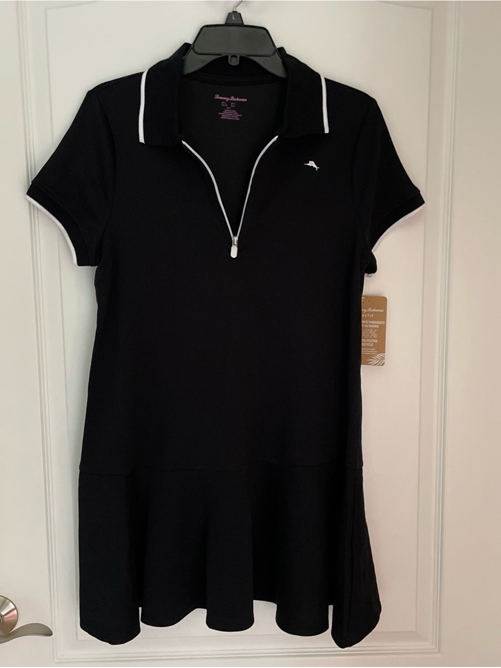 Tommy Bahama Active Dress Womens Small S Black NWT Polo Golf Tennis Ruffle Zip